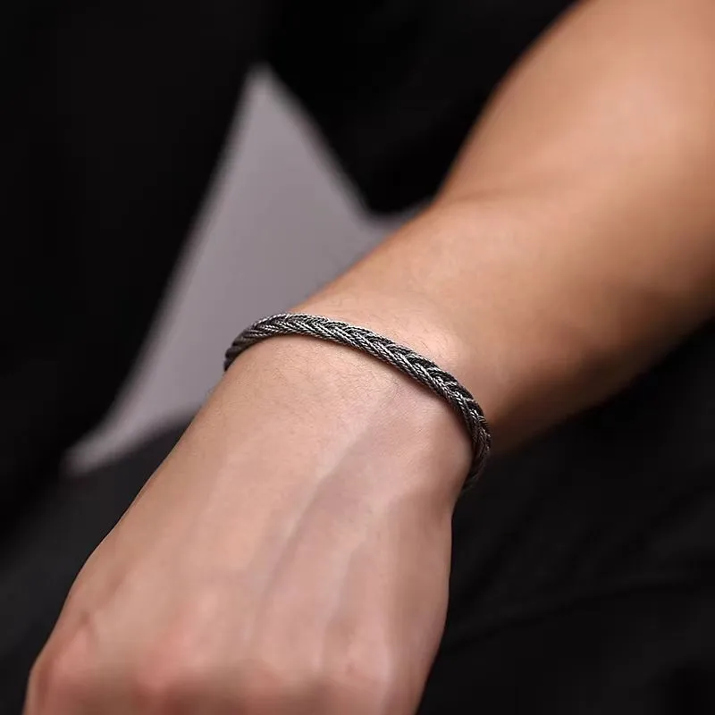 Silver color bracelet hand woven men's and women's retro trendy jewelry
