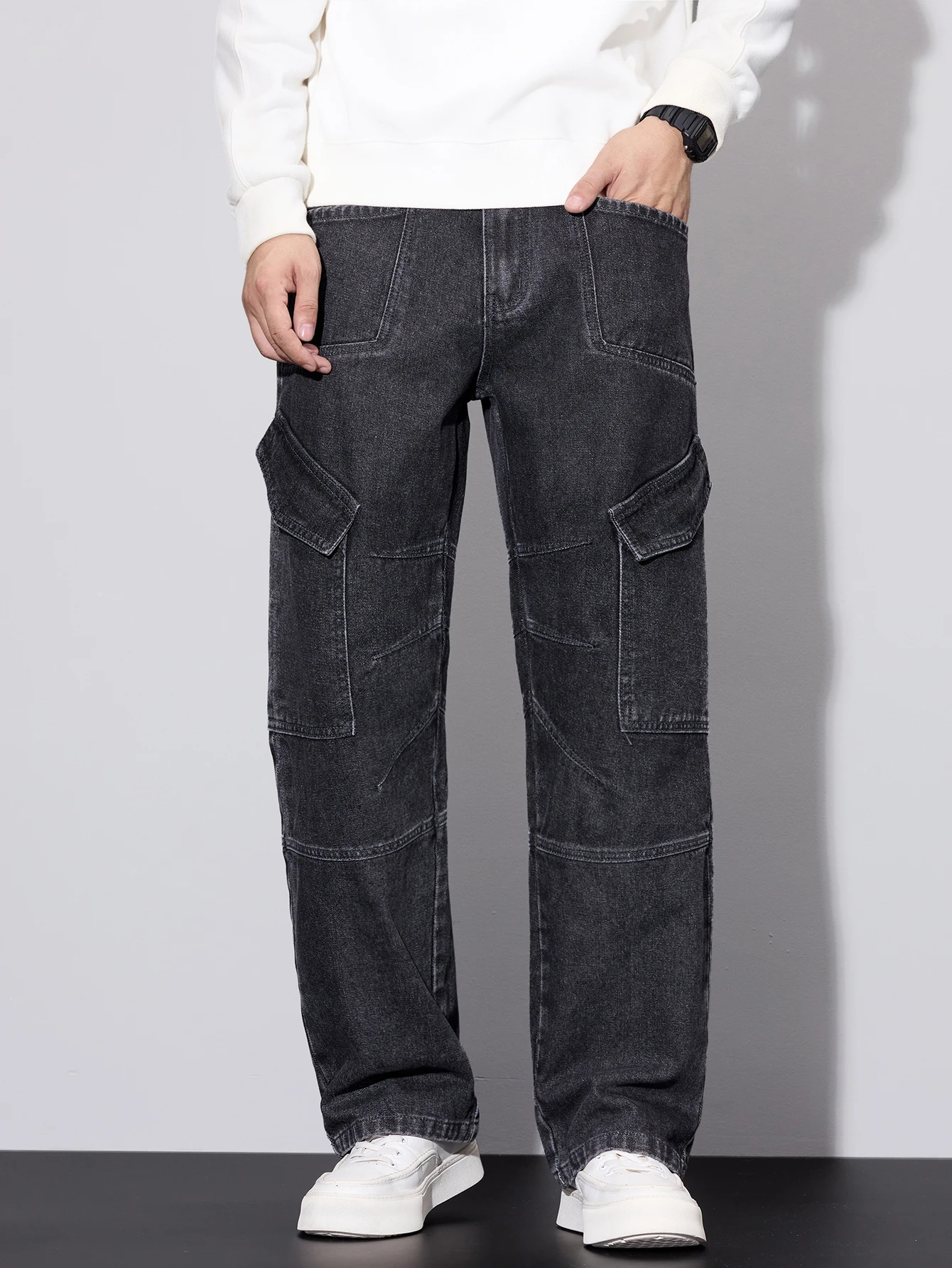 Calças Cargo Baggy Cinzas com - Men'S Fashion With Baggy Jeans avaliação e preço