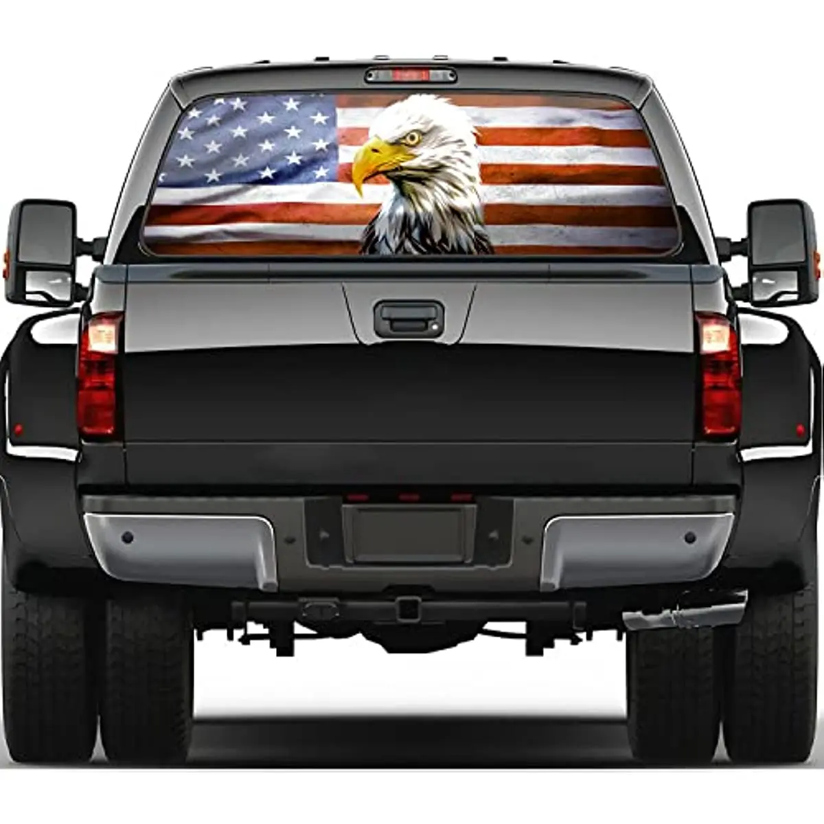 

Hsdiokl American Flag Truck Rear Window Decals,Eagle Rear Window Decals for Trucks, Car Decals for Men,Universal,66''x20''