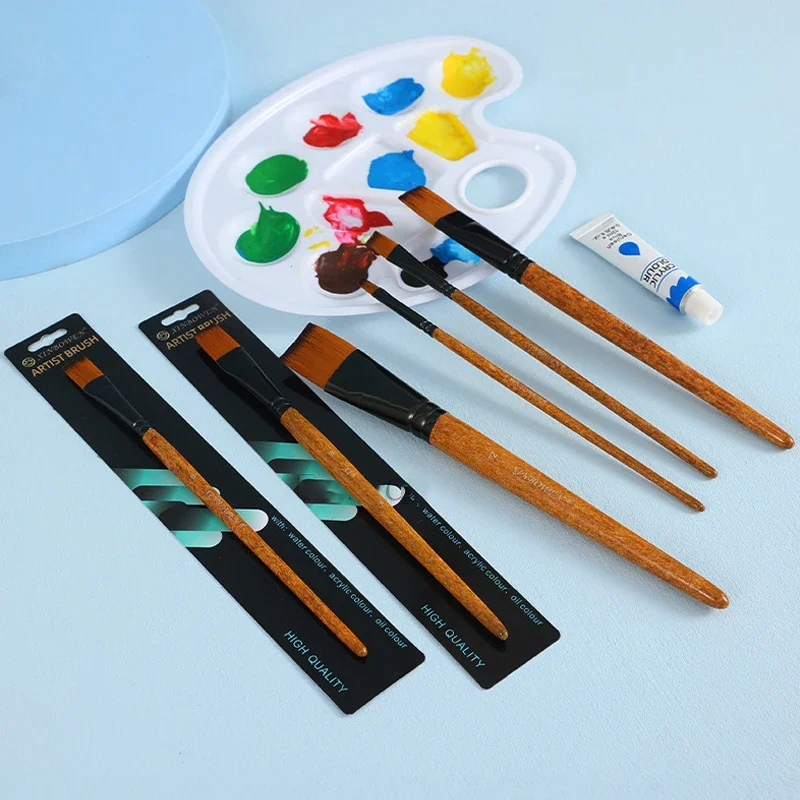 Wood Grain Professional Nylon Paint Brush Oil Watercolor Paint Brushes for Gouache Acrylic Oil Paintbrush Art Painting Supplies