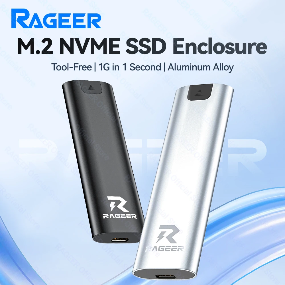 Корпус SSD RAGEER M.2 NVMe — неинструментный алюминиевый сплав RTL9210CN USB Type-C, 10 Гбит/с, поддерживает до 2 ТБ, поддерживает твердотельный накопитель 2280/60/42/30