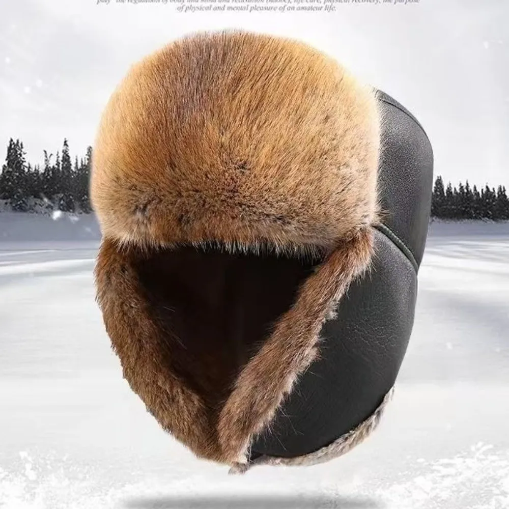 

Модная толстая теплая зимняя шапка-бомбер с защитой ушей, повседневная лыжная русская шапка, ветрозащитная меховая шапка-ушанка для мужчин и женщин