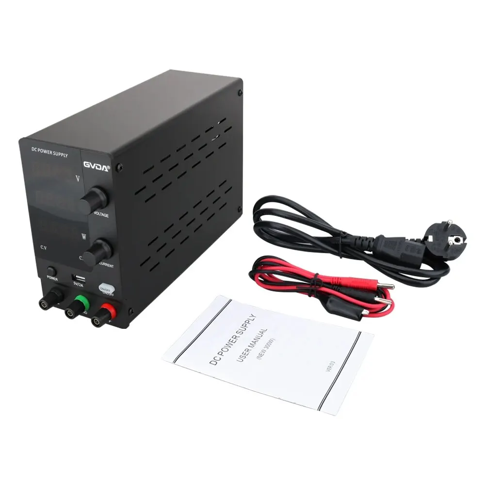 GVDA Adjustable DC Power Supply 30V 10A 60V 5A Lab Bench Power Source Stabilized Voltage Regulator 120V 3A with Rotary Encoder