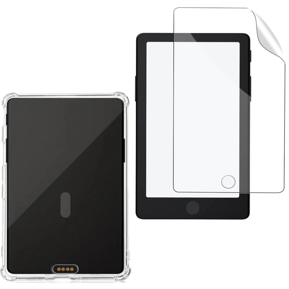 2 IN 1Soft TPU Clear Shockproof Case+Screen Protectors Hydrogel Film For XTEINK X4 X4 Pro E-Book Reader