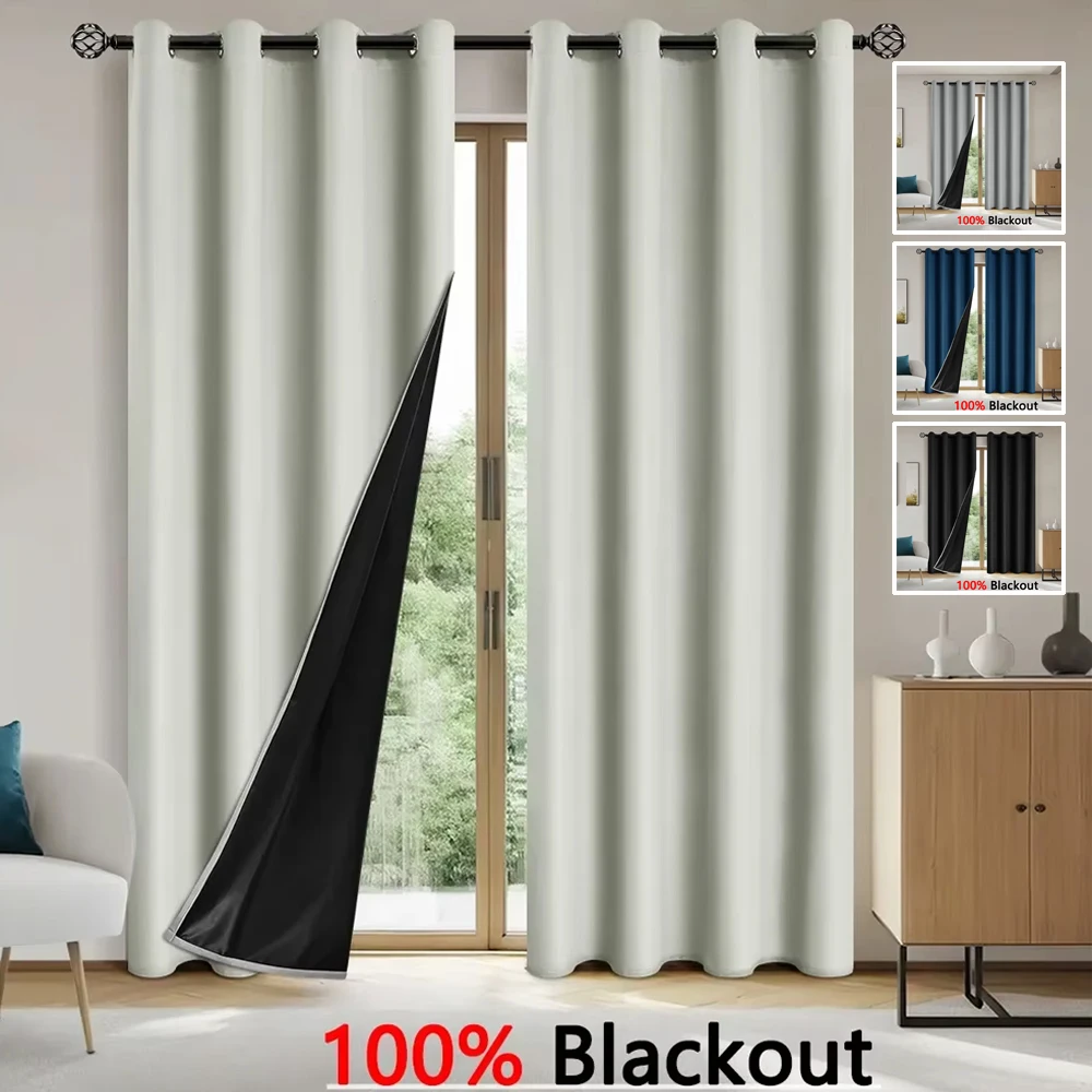 1 וילונות האפלה PC עבור סלון מלא אור חוסם וילונות עם שחור גיבוי תרמי פנלים grommet עבור חדר שינה