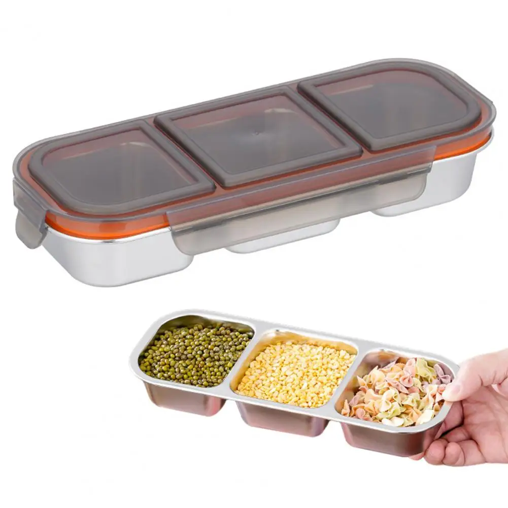Stainless Steel Snack Box Food Grade Bento Box 2pcs Stainless Steel Snack Containers with Lids Leak-proof Divided for Travel