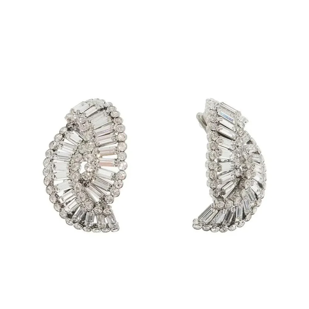 Stonefans Braided Geometric Ear Clip Earrings No Piercing for Women Temperament Bling Rhinestone Clip Earrings Wedding Jewelry