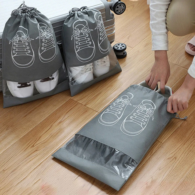 Dust-proof Drawstring Shoes Bag Suitcase Cloth Sock Holder Bag Portable Ziplock Bag Closet Organizer Space-saving Sorting Bag