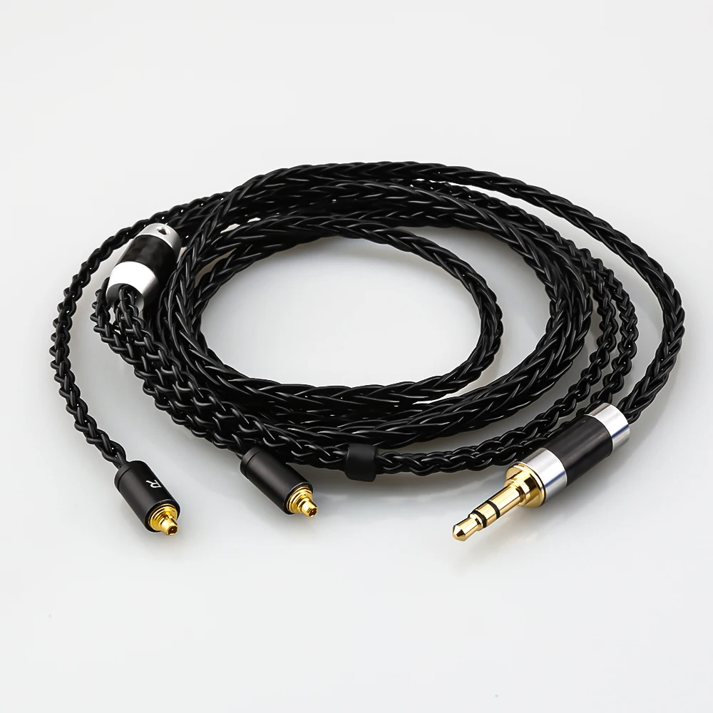 8 Core OCC Silver Plated 3.5mm 2.5mm 4.4mm XLR Black Earphone Cable For Sennheiser IE300 IE900