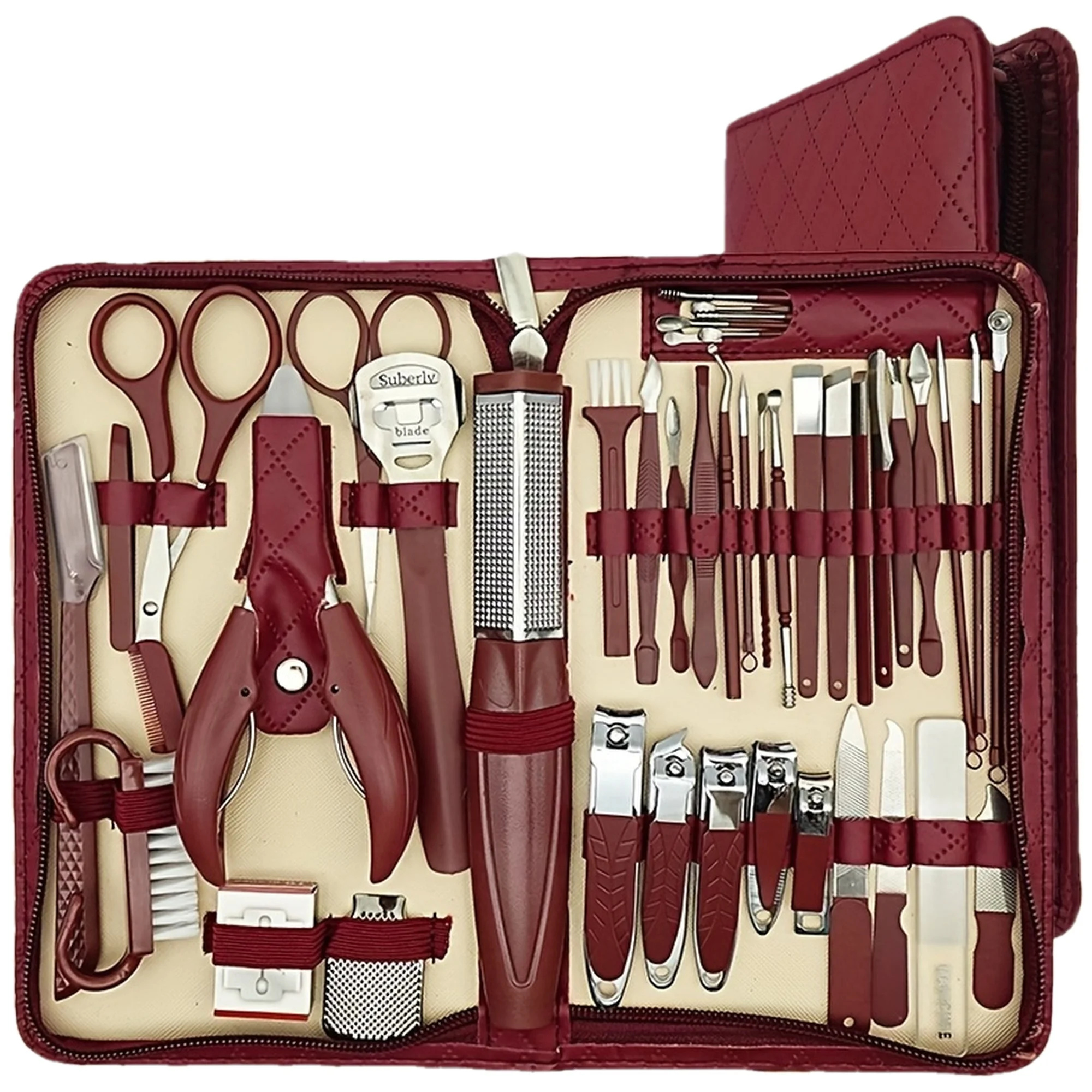 Set professionale per manicure e pedicure da 42 pezzi |   Tagliaunghie in acciaio inossidabile, pinze per cuticole, custodia da viaggio portatile, strumenti di bellezza