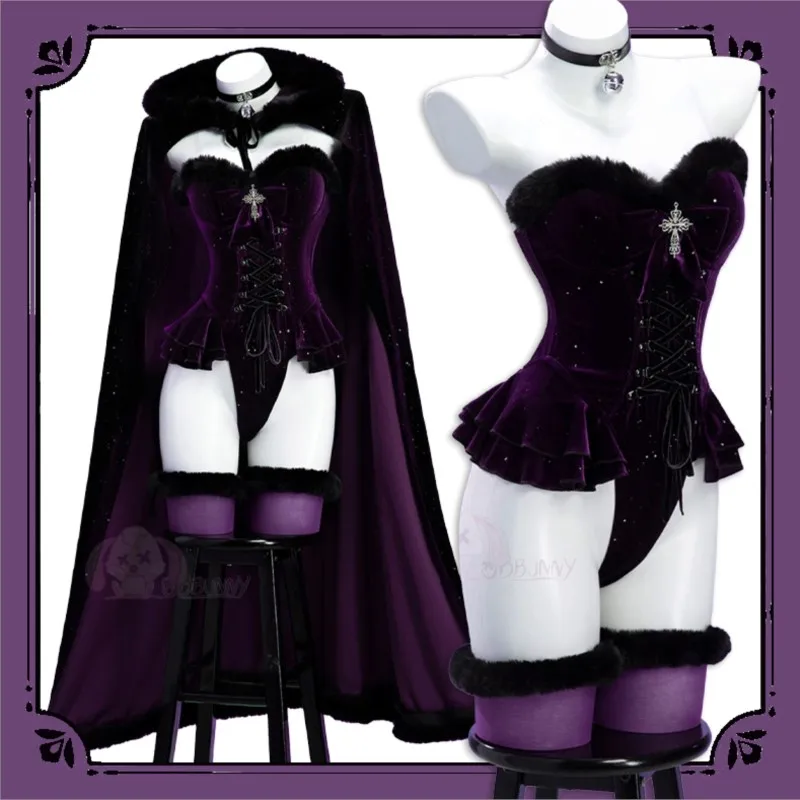 

Anime Prop Halloween Christmas Play Role Original Witch Banquet Cosplay Costume Halloween Black Purple Plush Cape Summer Outfit