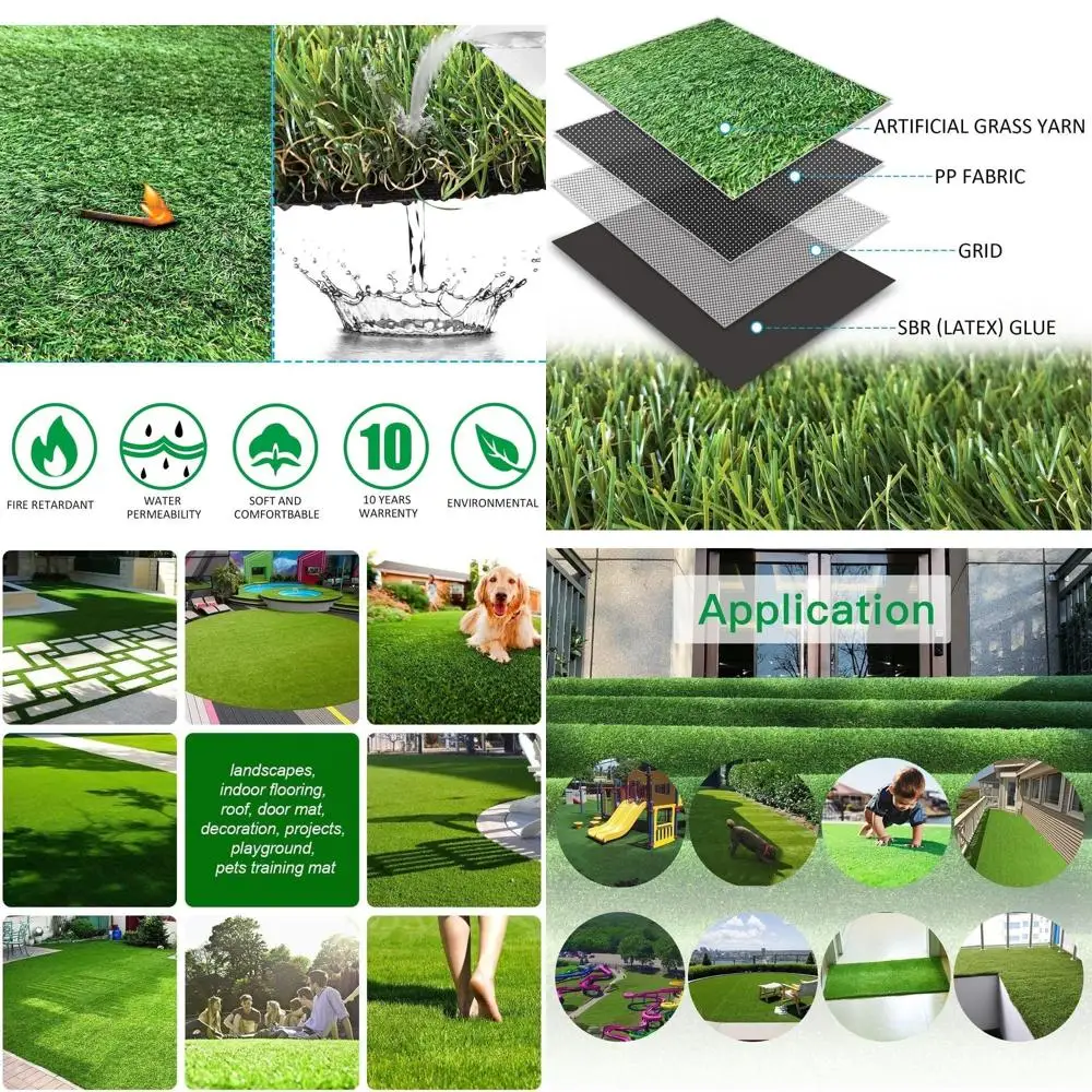 

Плотный искусственный газон толщиной 1,38 мм для домашних животных - 10x10 футов с дренажными отверстиями, подходит для использования в помещении и на улице