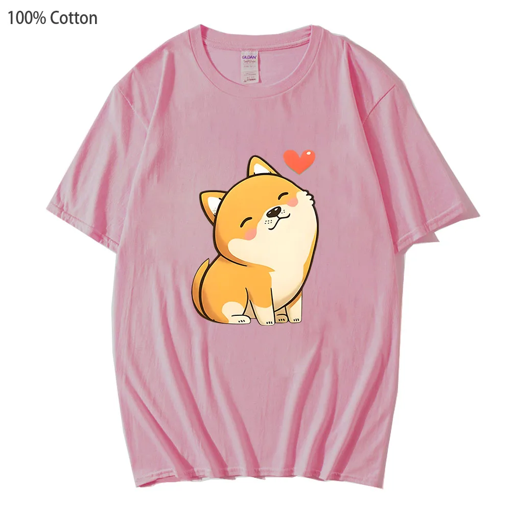 Shiba Dog, camiseta unisex, 100% algodão, roupas fofas kawaii, roupas estéticas casuais, homens e mulheres, verão