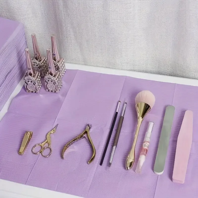 25/50/125 قطعة أسود ملون المتاح المطرزة النسيج مسمار الوسادة ثلاث طبقات العزلة جاهزة وسادة ورقة مسمار الوشم تنظيف