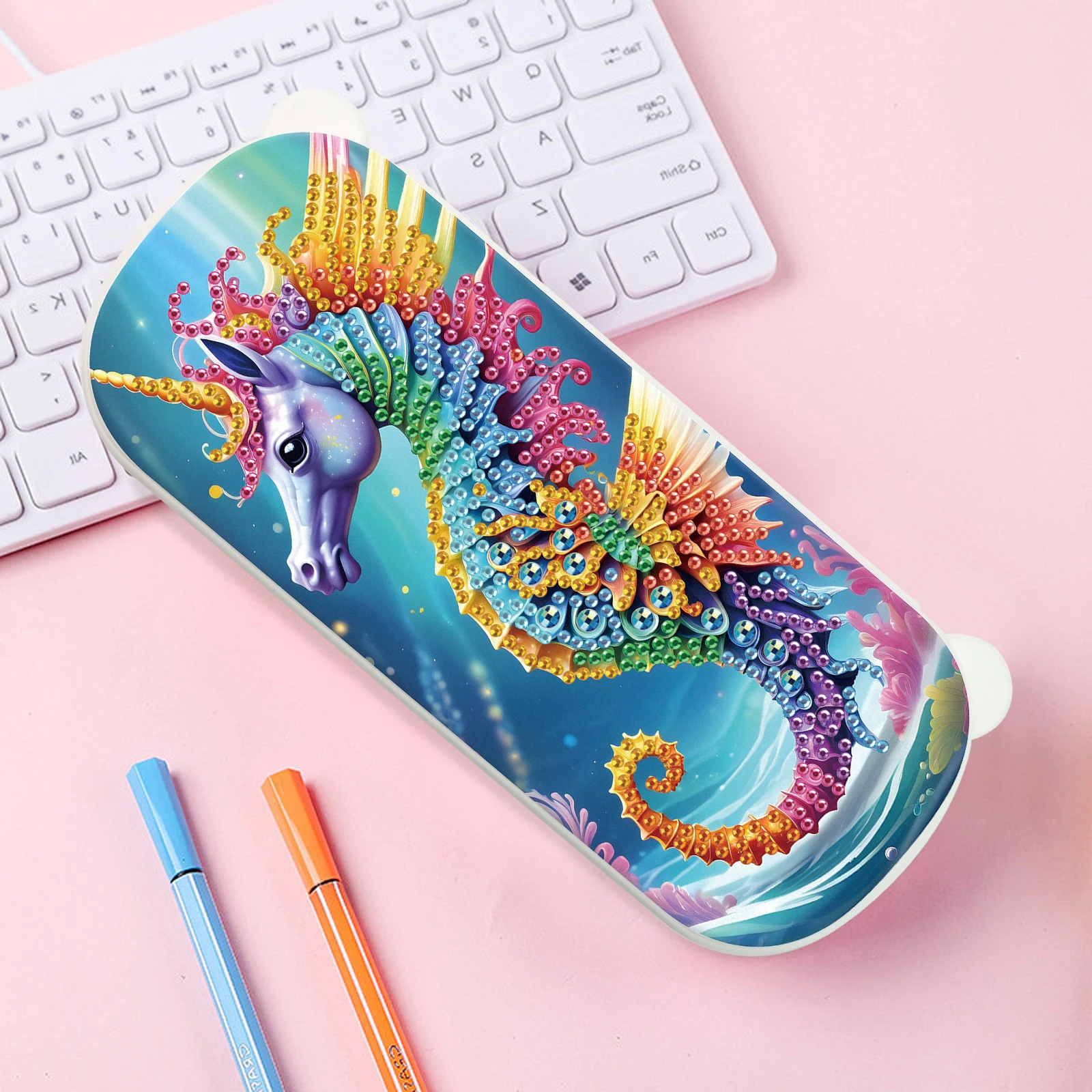 Diamond Art Painting pencil box Kits for Adults,DIY seahorse Diamond Art pencil box Case Storage Organizer for Stationery gifts view 4