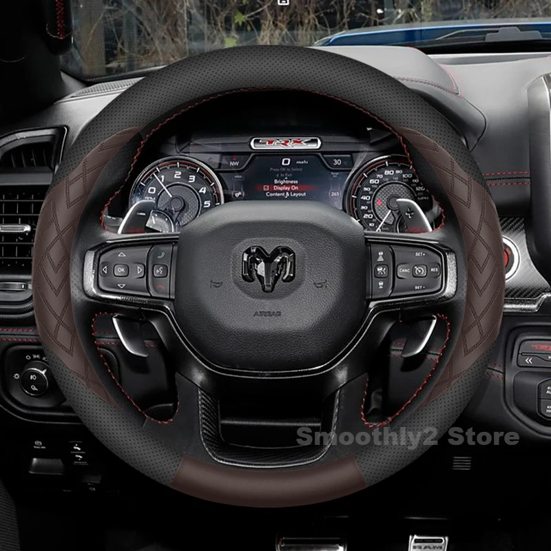

Leather Car Steering Wheel Cover For RAM 1500 Classic 1500 REV 1500 RHO 1200 700 Power Auto Steering Wheel interior Accessories