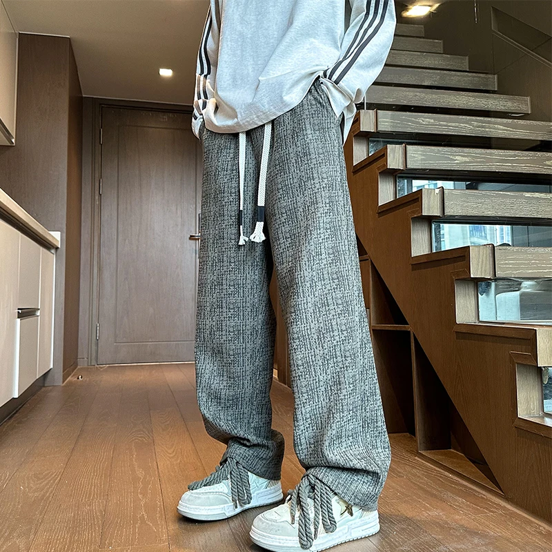 

Men's Fce Lined Corduroy Wide Leg Casual Pants Thiened Autumn Winter New Sle Loose Fit Student plus Size Polyester Fiber