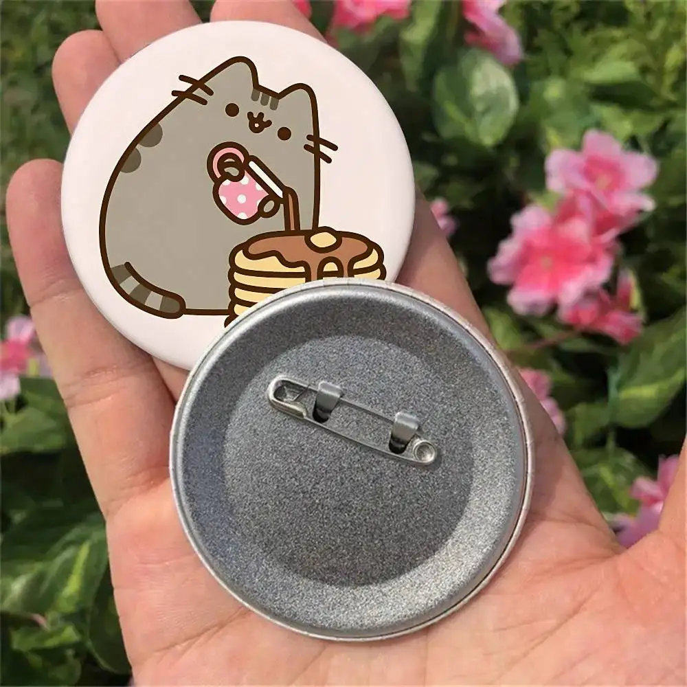 Kawaii P-pusheens Badges Button Round Creative Pin Brooch Badge Bag Decor Accessories Fans Collect Friends Gifts