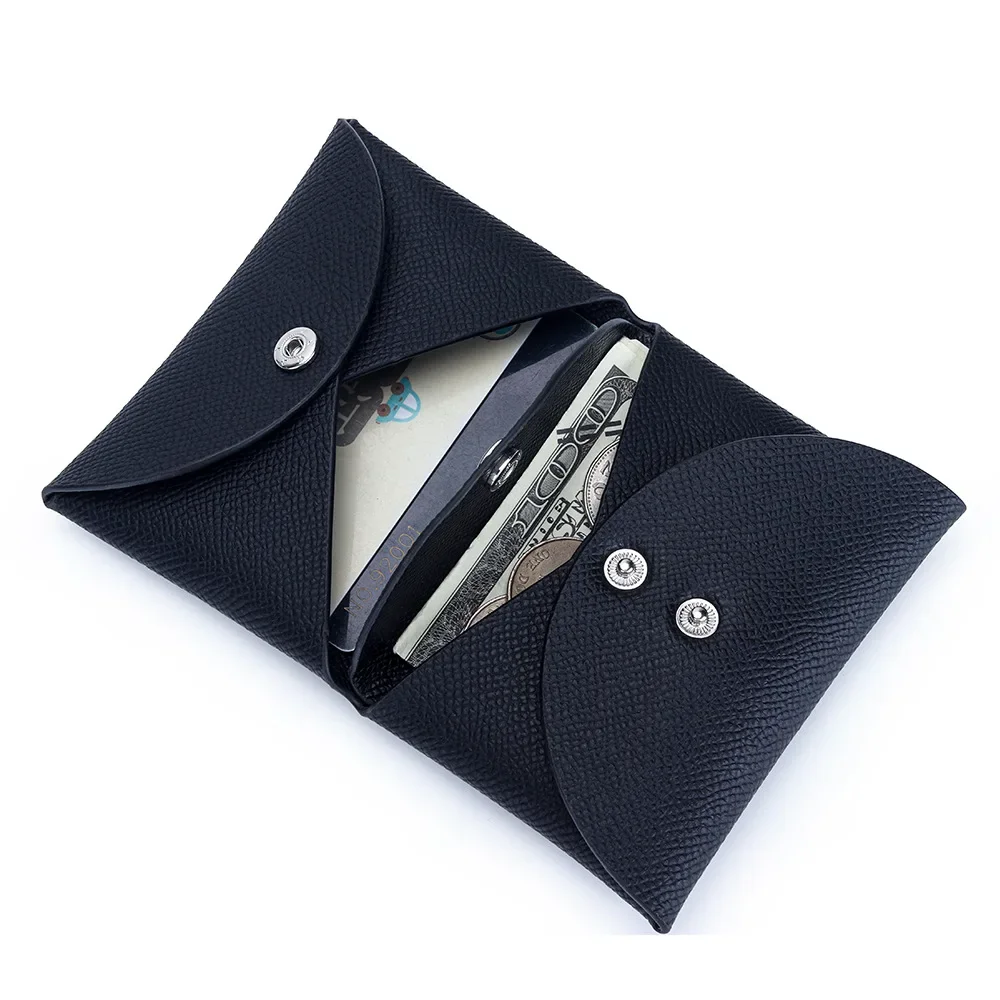 Palmar Crease Leather Coin Case Genuine Leather Snap Coin Purse Pouch Change Holder Tray Purse Wallet for Men & Women Card Bag