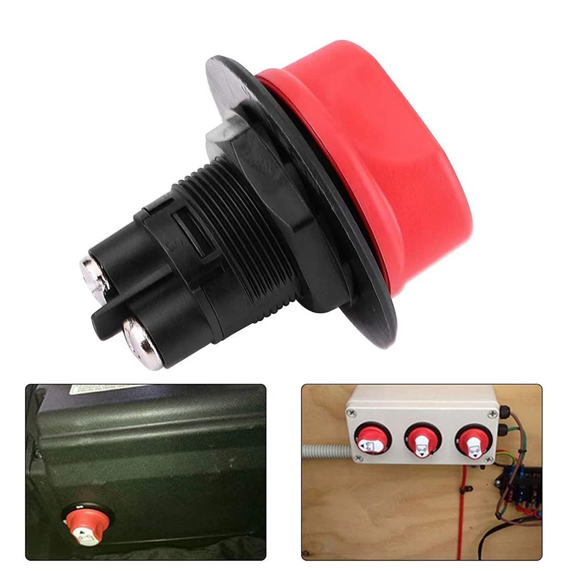 Battery Isolator Switch, 100A Battery Disconnect Master Cutoff Switch, For Marine Boat RV ATV UTV, With Power Cable