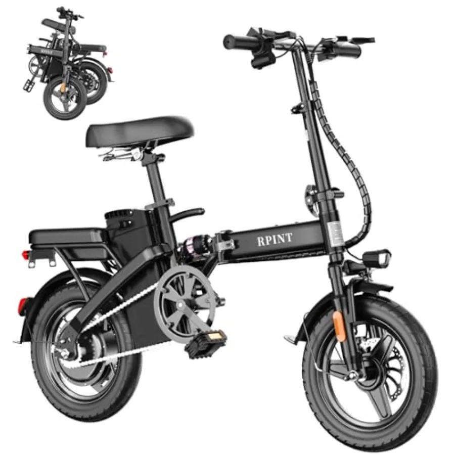 

Electric Bike for Adults and Teens 740W Peak Motor E-Bike with 30-60 Miles PAS Range 48V 10AH/20AH Removable Battery 14 Folding