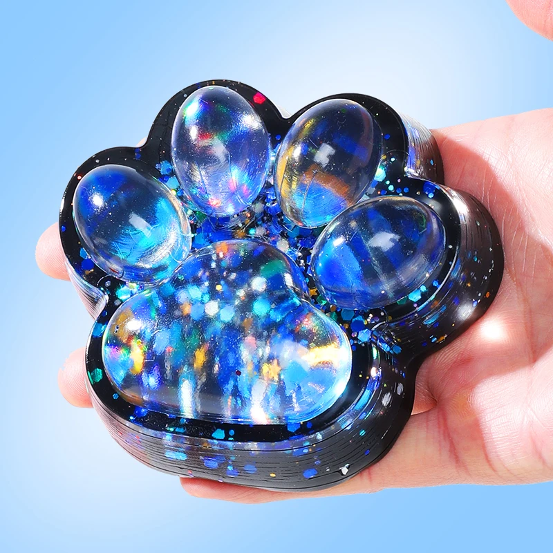 Starlit Sky Big Cat Paw Squishy Fidget Toy Soft  Slow Rebound Stress Relief Toy Pinch Decompression Gift Cat Claw Squeeze Toy