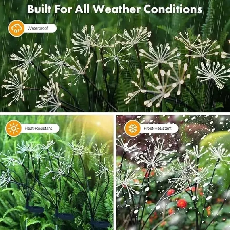 Solar Firework Lights Outdoor, Waterproof Swaying Flower Garden Lights, Decorative Solar Lamp for Patio Yard Pathway Decor