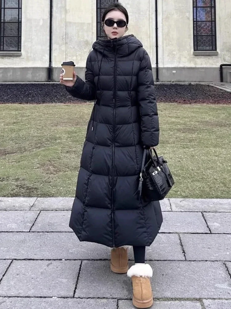 Chaqueta de plumón para mujer, chaqueta gruesa de alta calidad con cremallera, las mejores chaquetas acolchadas largas, moda de ocio, abrigo ajustado de 90 gansos para mujer