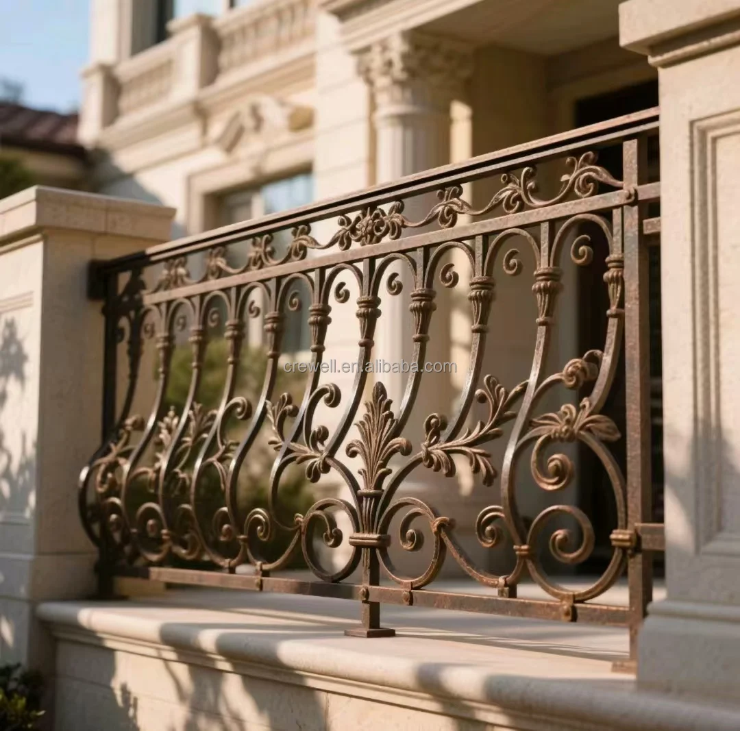 Customization Modern Design Black Wrought Iron Stair Railing Exterior Balustrades & Handrails