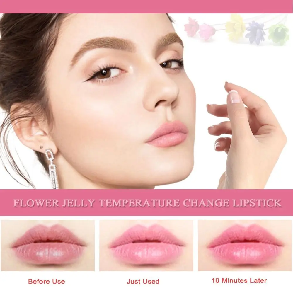新しい透明ゼリー口紅保湿防水リップグロス長期的なドライフラワー温度変化口紅ガール