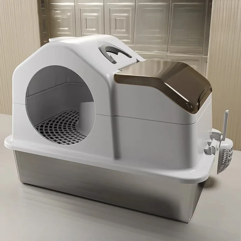 

Corridor cat litter box, stainless steel fully enclosed, splash-proof and deodorant cat litter box