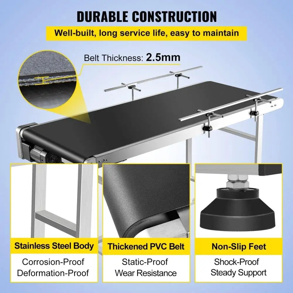 สายพานลําเลียงความยาว 59 นิ้ว, สายพานลําเลียง PVC กว้าง 23.6 นิ้ว, สายพานลําเลียงแบบใช้มอเตอร์สายพานลําเลียงอุตสาหกรรมพร้อมคู่