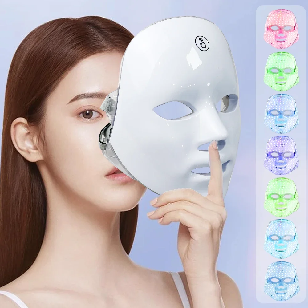 7 Colors Facial LED Mask LED Photon Therapy Beauty Mask Anti Aging Skin Rejuvenation Whitening USB Rechargeable Beauty Device