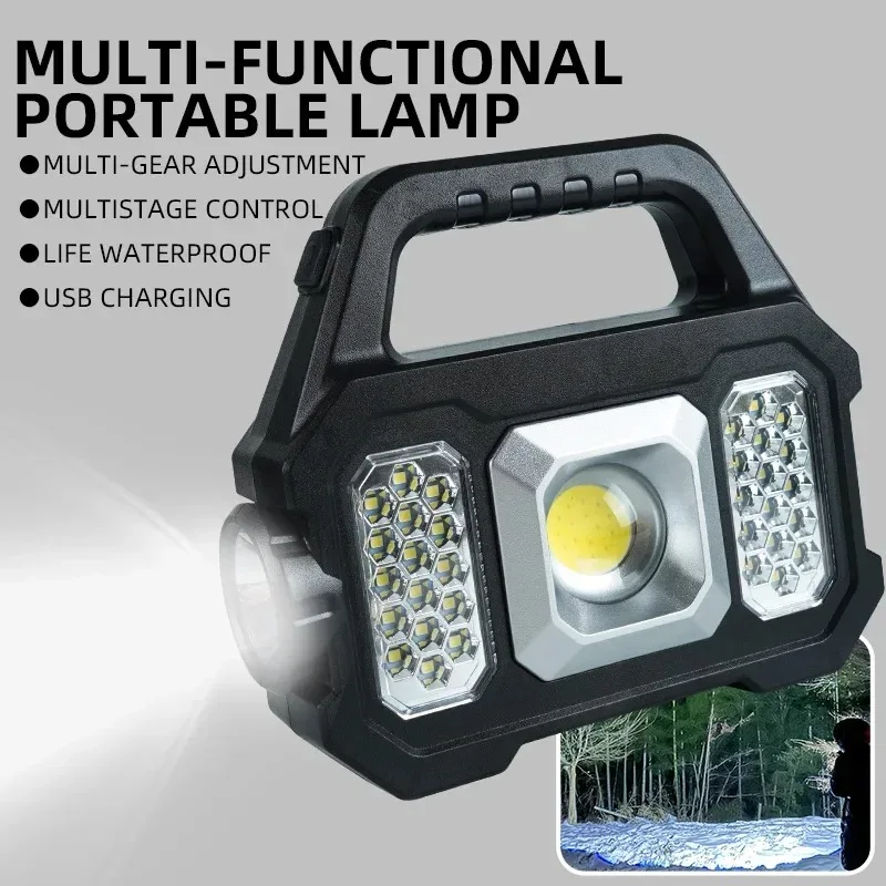 

Pop High Power LED Flashlight Rechargeable Multi-Functional Portable Camping Work Light With Solar Charging 6 Lighting Modes