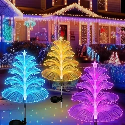 1 pack 2/5 Layer Solar Fountain Jellyfish Lights Christmas Tree Lights With Stars Colorful Color Changing LED Outdoor Lighting