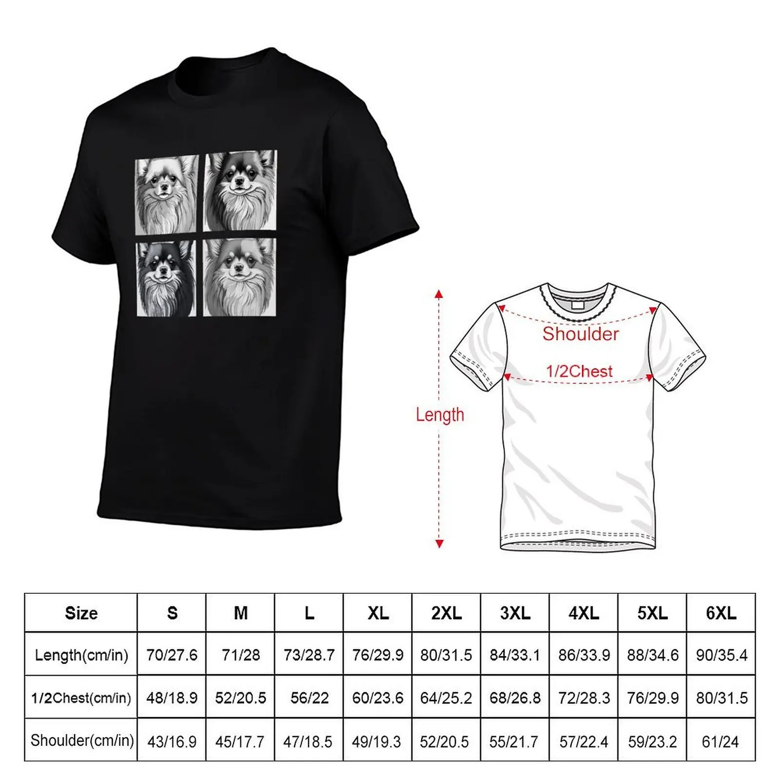 Long haired chihuahua - black & white portraits of 4 dogs T-Shirt printed t shirts for man t shirts for man cotton soft T-Shirt