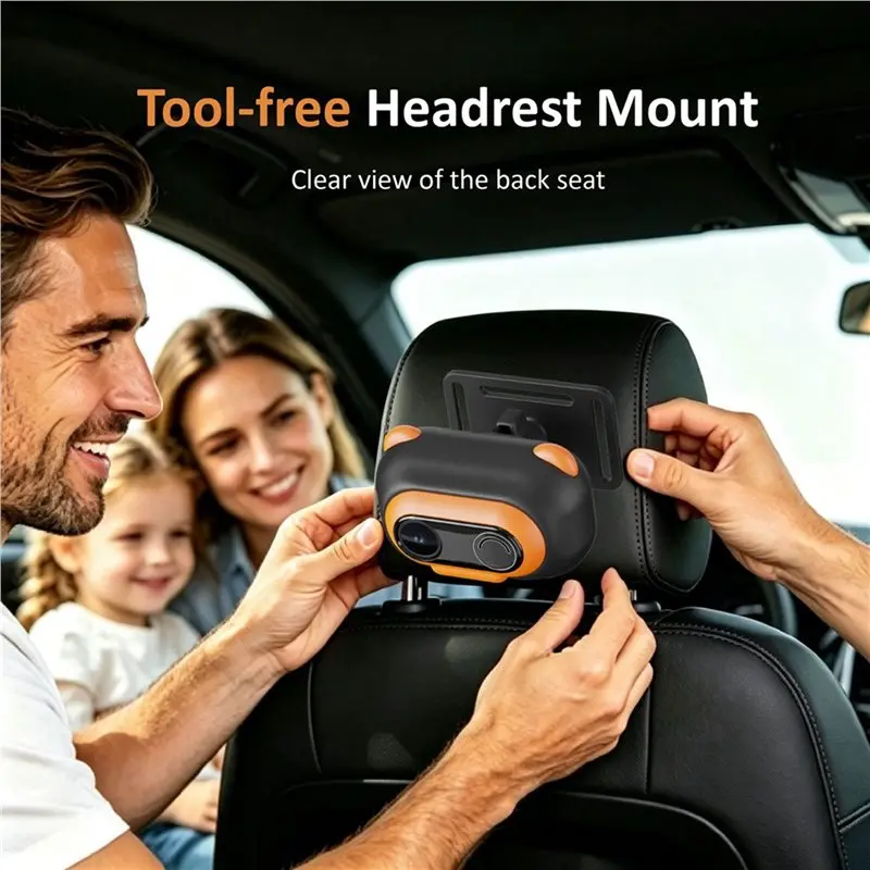 BAAJ-Carplay& Android Auto Compatible Wireless Baby Monitor For Car Super Wide Angle 2.4G+ 5.8G WIFI Recording Function