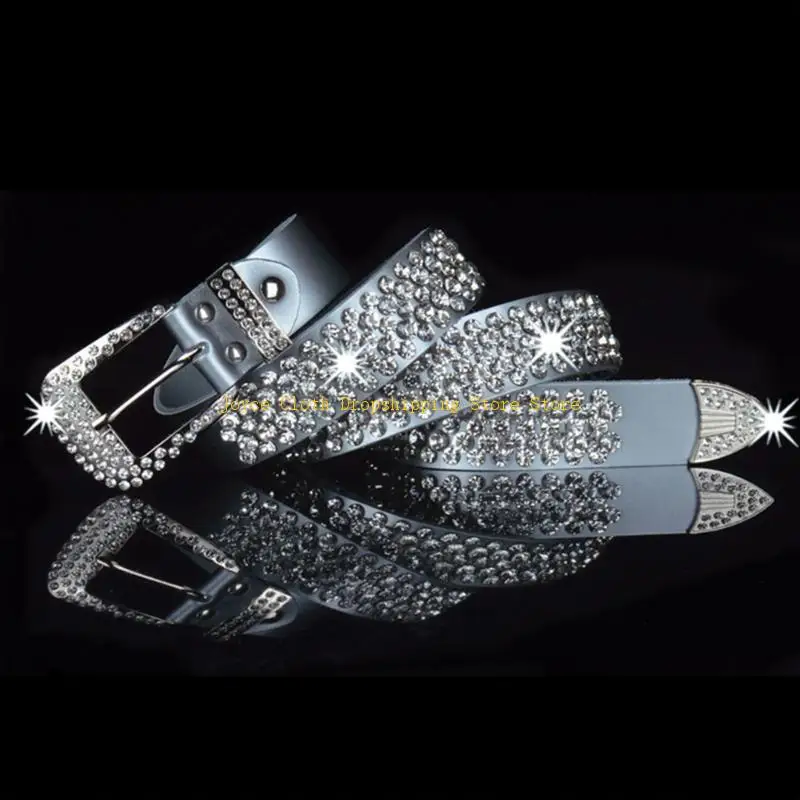 ブリンブリンラインストーンベルトスタッズラインストーンベルトジーンズファッションカウガールウエスタンジーンズベルトラインストーンウエストバンドベルト-10cd