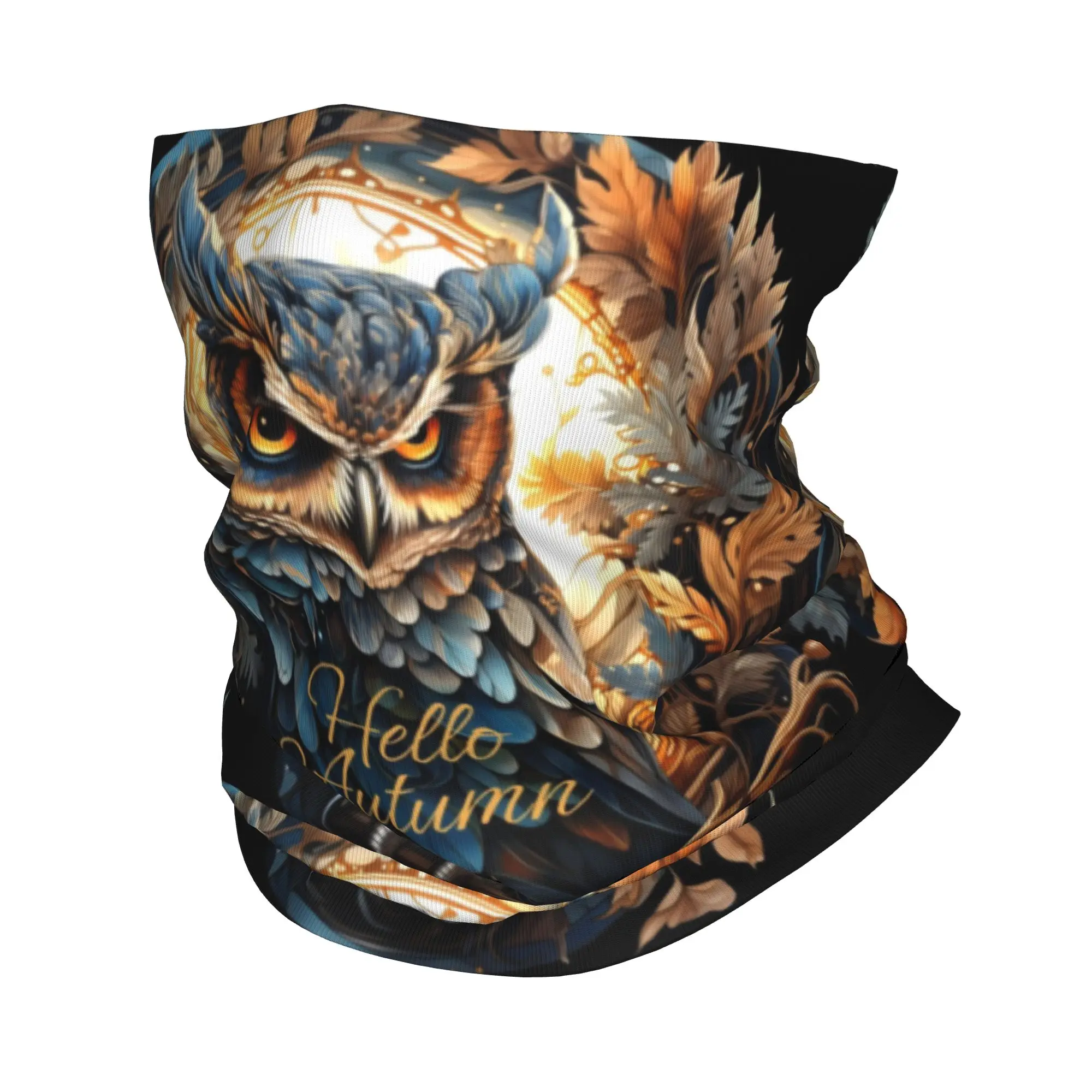 Custom Halloween Pumpkin Owl Bandana Neck Gaiter Windproof Face Scarf Cover Women Men  Headband Tube Balaclava