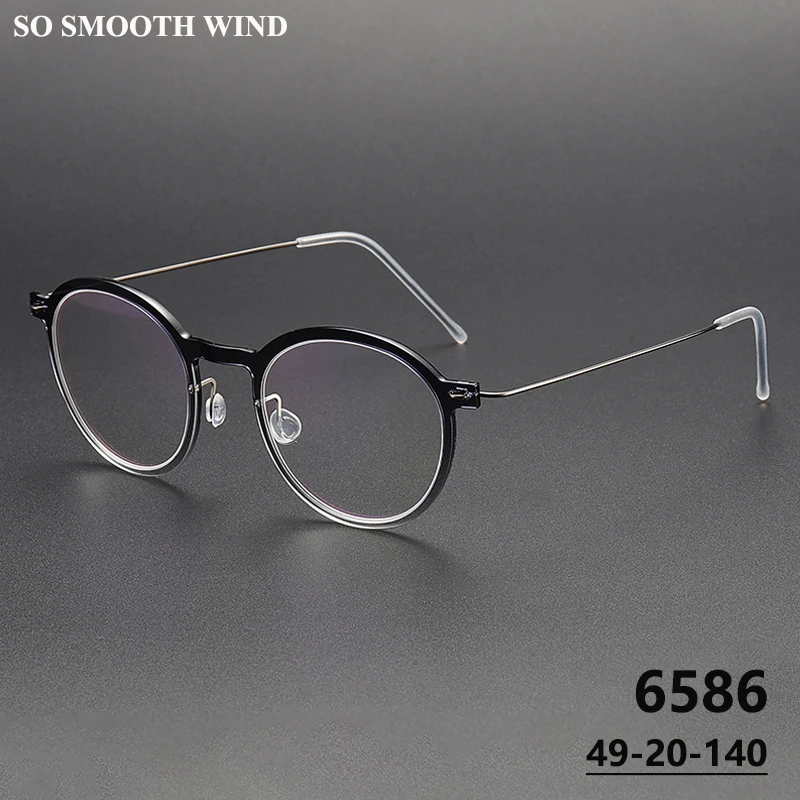 Denmark Brand Screwless Round Glasses Frame Men Women Titanium Acetate Eyeglasses Comfort Eyewear Spectacle No Screw 6586 Gafas