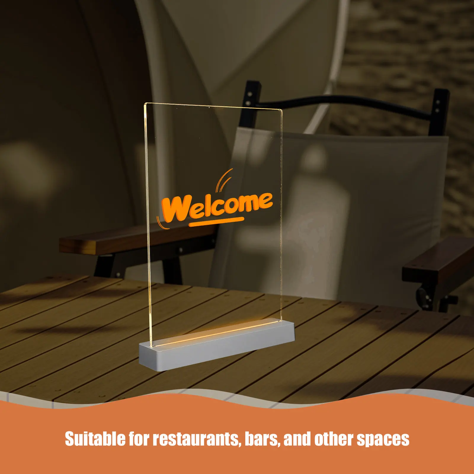 

1Set Fluorescent Board Chalkboard LED Lighted Message Panel Erasable Acrylic Glow Writing Pad for Desktop Shop Bar Display