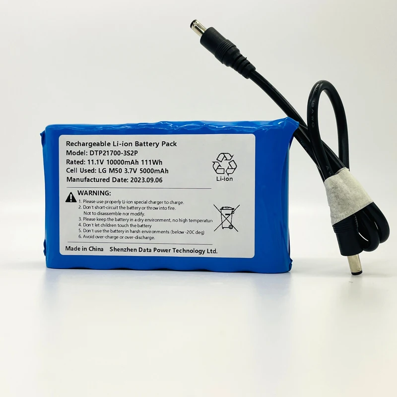 Lithium Ion Battery Pack 21700 3S2P 11.1V 12V 8Ah 10Ah 8000mAh 10000mAh Li-ion Rechargeable Battery