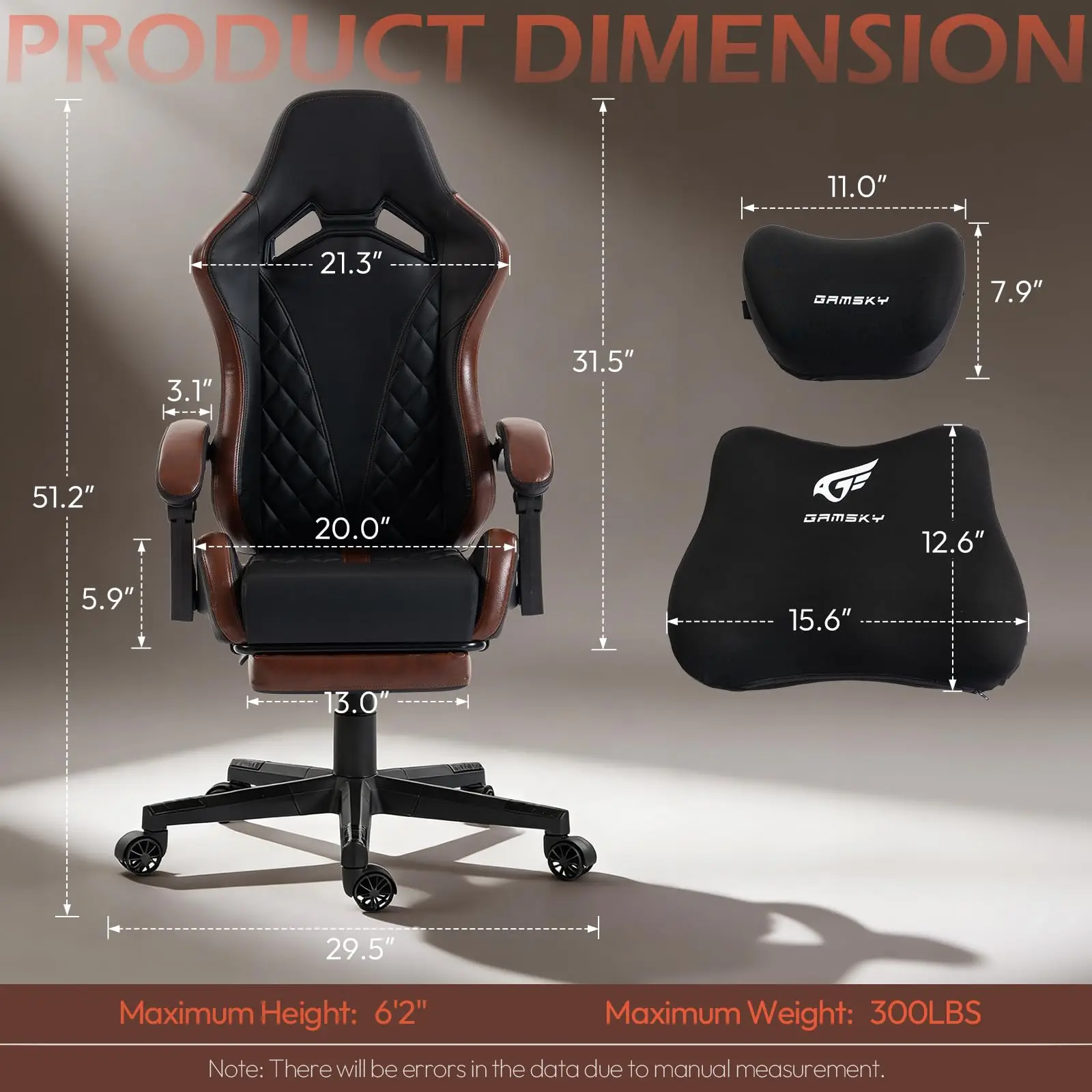 Ergonomic Gaming Chair for Adults with Footrest - PU Leather Computer Gamer Chair with Memory Foam Headrest & Lumbar