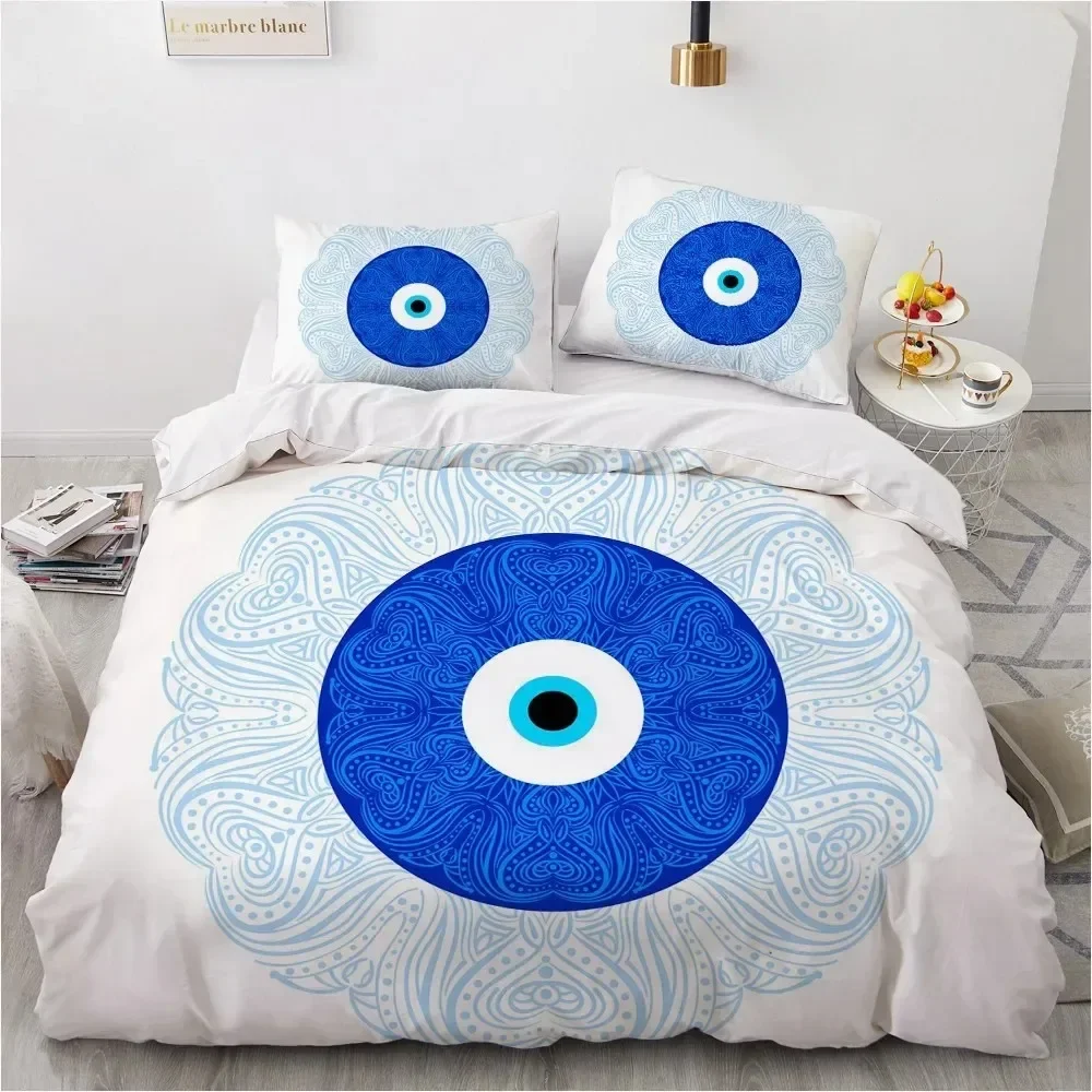 

3D Blue Evil Eye Duvet Cover King Queen Size Psychedelic Magic Drawing Eyes Bedding Set Kids Teens Adults Polyester Quilt Cover