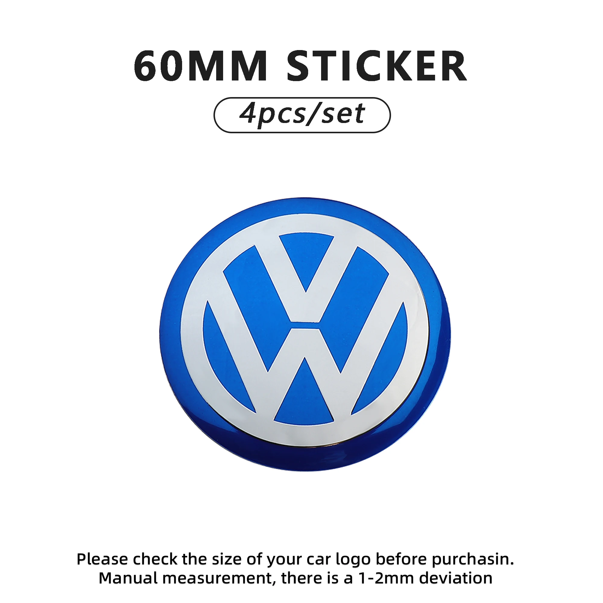 4 Stück 56/60/65mm Auto-Radnabenkappen-Aufkleber für Volkswagen VW Golf Polo Tiguan T5 Passat B8 T-Roc T6 Touran R-Line Scirocco
