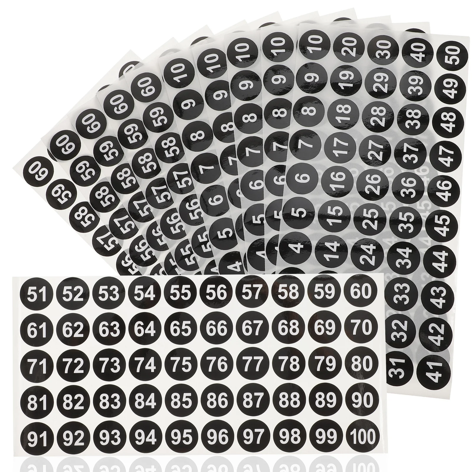 20 Sheets Digital Labels Round Self-Adhesive Number Stickers For Inventory Management Storage Organization Files Folders Office