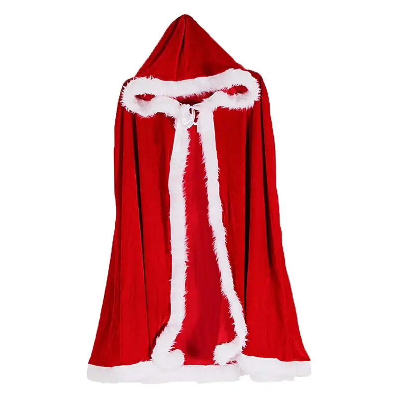 Santa Cape For Women Hooded Design Costume Christmas Shawl Cape Hooded Santa Claus Costume For Cosplay & Party Deluxe Christmas