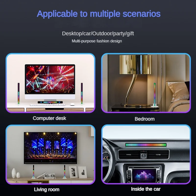 RGB Music Sound Control LED Light Smart App Control Pickup Rhythm Atmosphere light For Car Tv Gaming Computer Desktop Decor Lamp