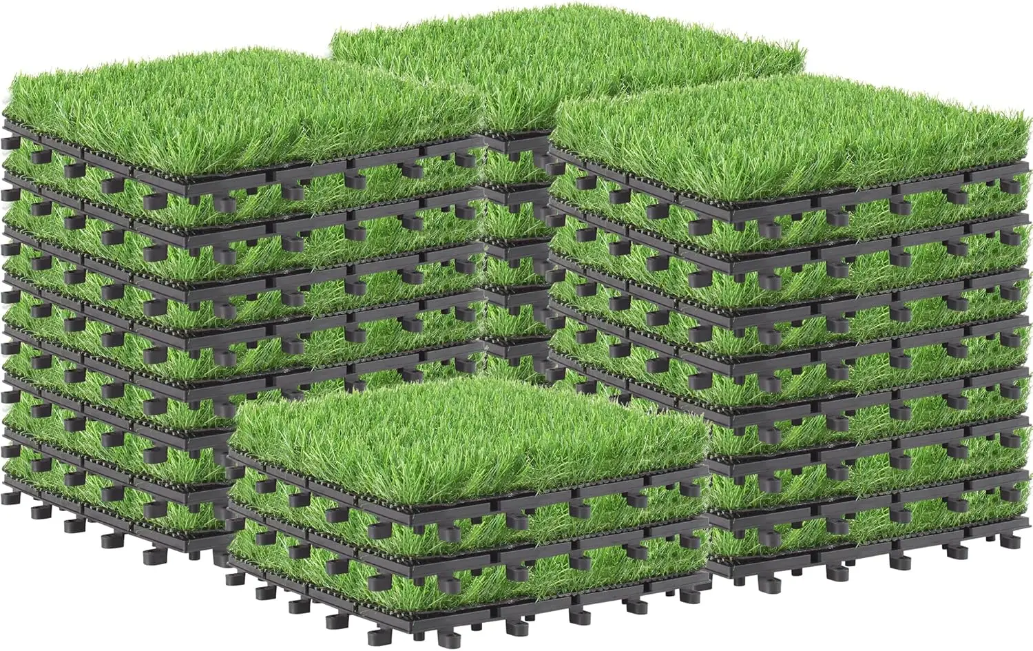 

27 PCS Interlocking Artificial Grass Tiles -12"x12" Turf Outdoor Indoor Fake Grass Deck Flooring Set for Patio,Balcony,Backyard
