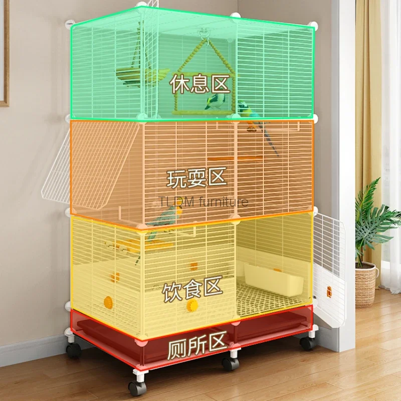 Large Budgie Bird Cage Myna Speciality Metal Shelf Habitat Square Bird Cage Breeding Canary Oiseaux Accessoires Pet House QF50NL